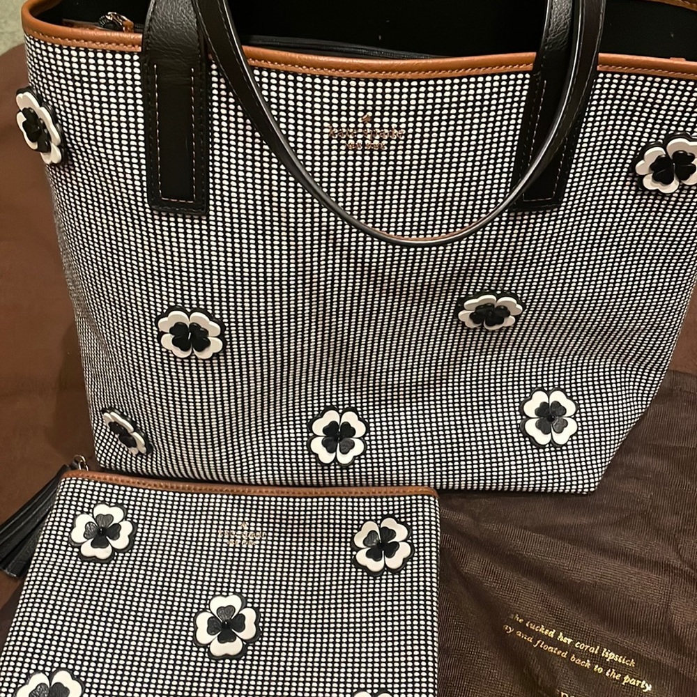 Kate Spade Appliqué Tote and Matching Clutch